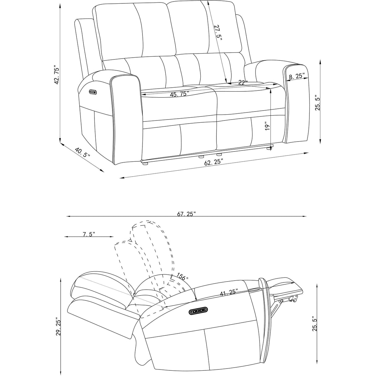  Coaster Furniture Brickston 603432PPP Triple Power Reclining Loveseat - Charcoal IMAGE 14