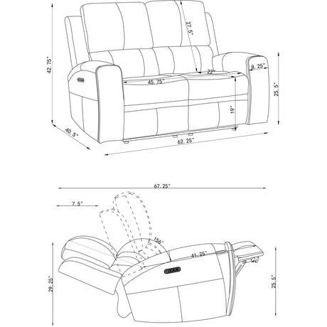  Coaster Furniture Brickston 603432PPP Triple Power Reclining Loveseat - Charcoal IMAGE 14