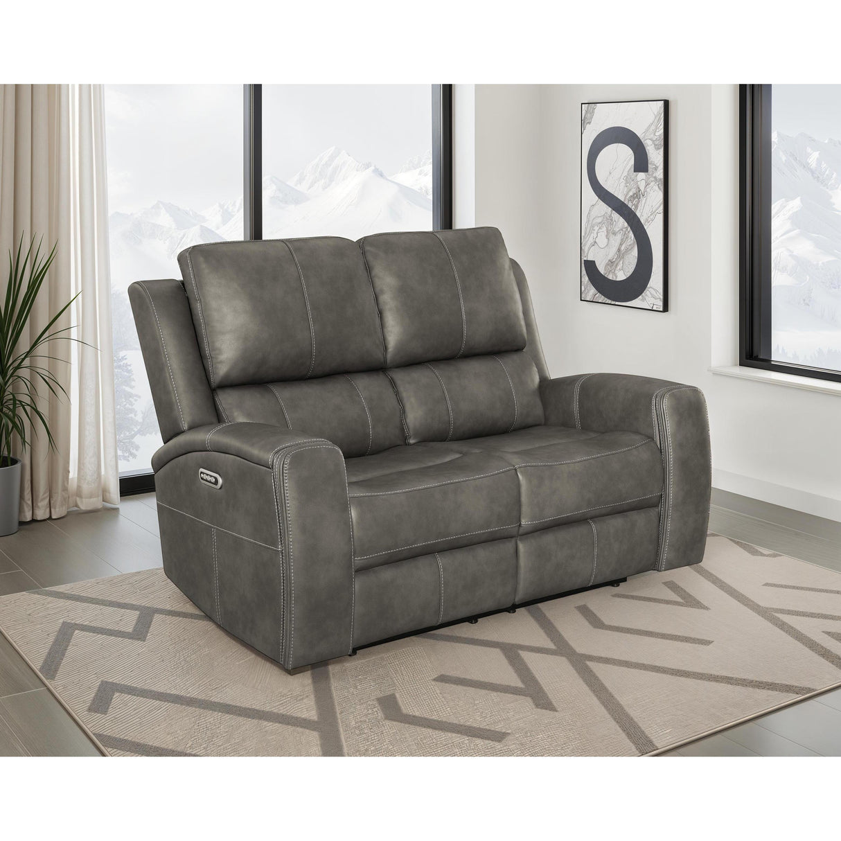  Coaster Furniture Brickston 603432PPP Triple Power Reclining Loveseat - Charcoal IMAGE 3
