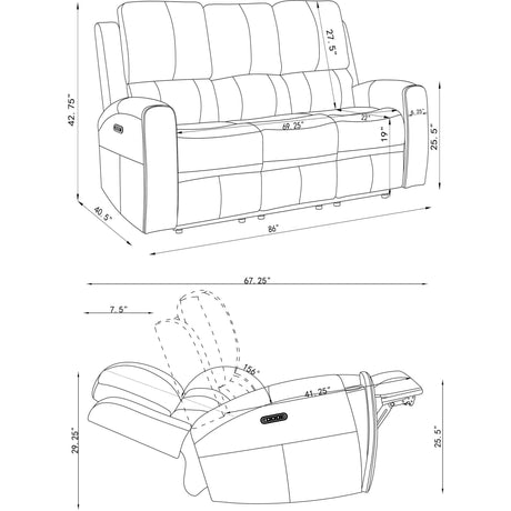  Coaster Furniture Brickston 603434PPP Triple Power Reclining Sofa - Grey IMAGE 14