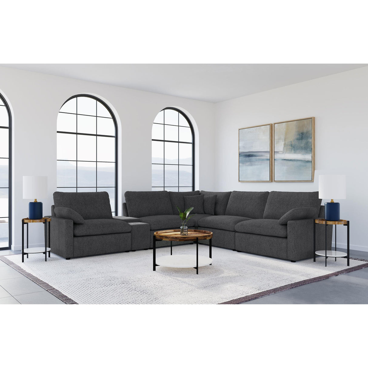  Coaster Furniture Collins 609530P-SET 6-piece Modular Power Reclining Sectional - Dark Grey IMAGE 1