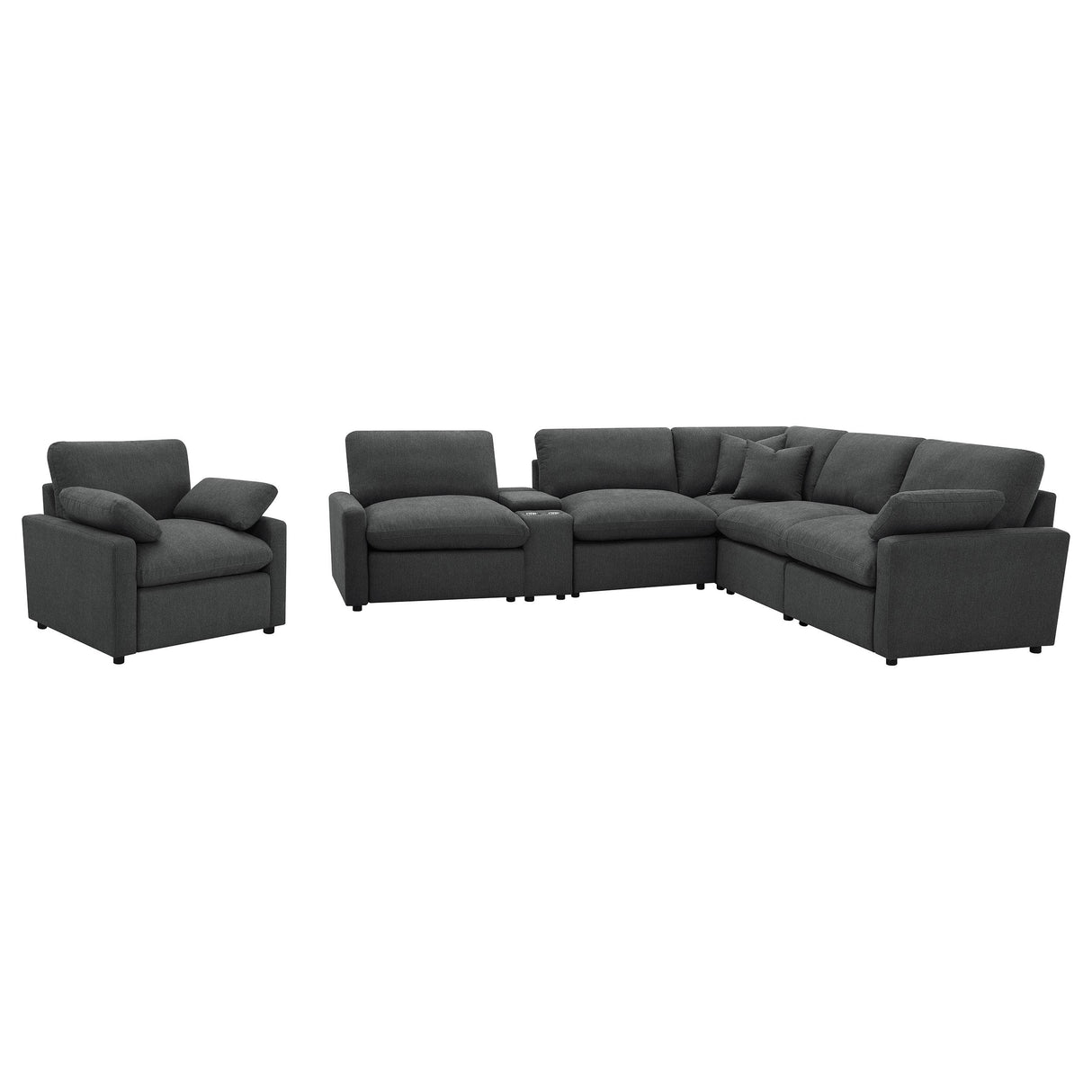  Coaster Furniture Collins 609530P-SET 6-piece Modular Power Reclining Sectional - Dark Grey IMAGE 3