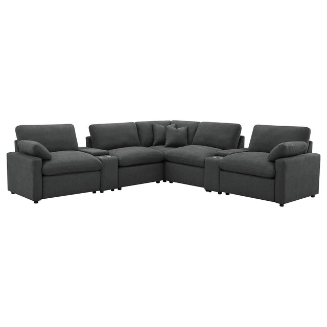 Coaster Furniture Collins 609530P-SETA 7-piece Modular Power Reclining Sectional - Dark Grey IMAGE 1