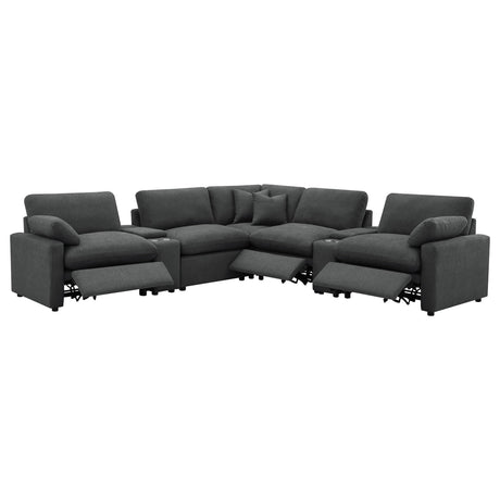  Coaster Furniture Collins 609530P-SETA 7-piece Modular Power Reclining Sectional - Dark Grey IMAGE 4