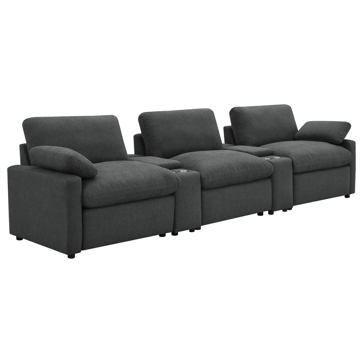  Coaster Furniture Collins 609531PT 5-Piece Power Reclining Home Theater Seating - Dark Grey IMAGE 1