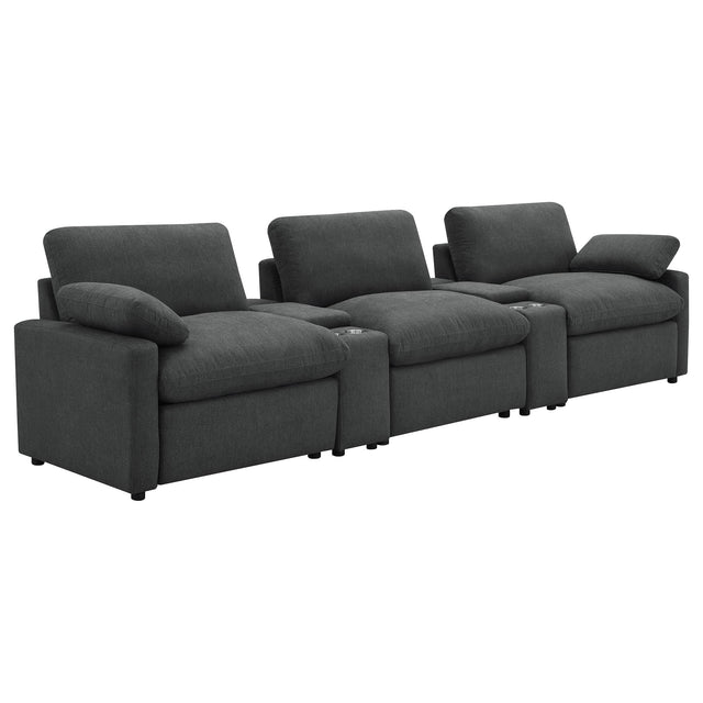  Coaster Furniture Collins 609531PT 5-Piece Power Reclining Home Theater Seating - Dark Grey IMAGE 1