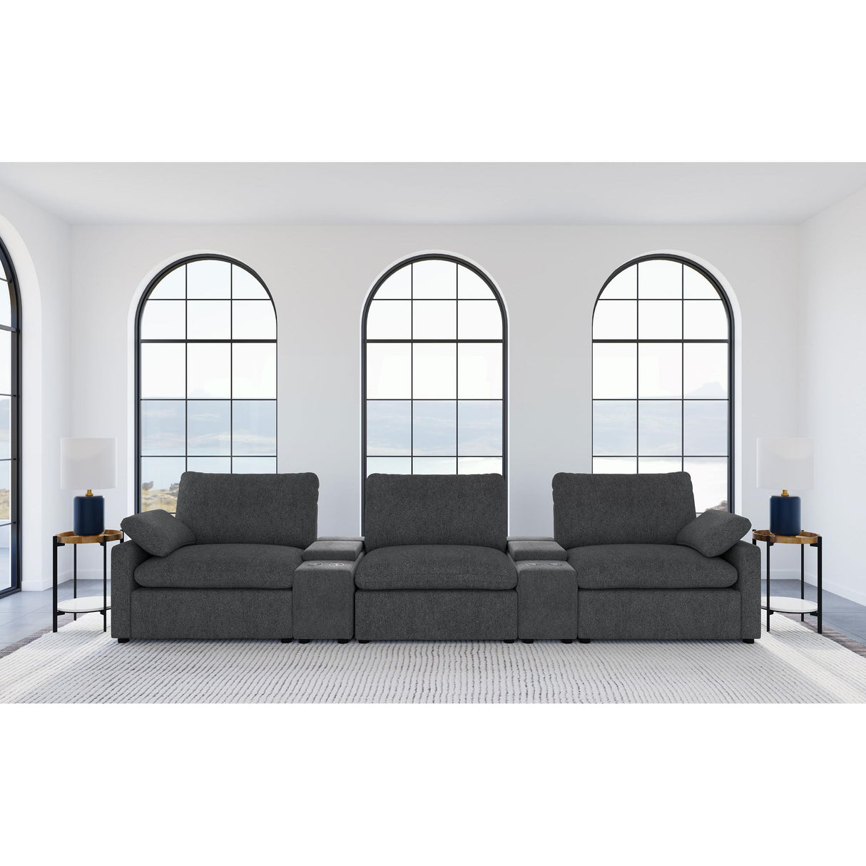  Coaster Furniture Collins 609531PT 5-Piece Power Reclining Home Theater Seating - Dark Grey IMAGE 2