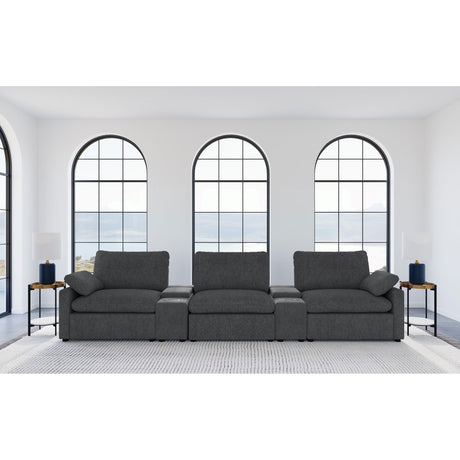  Coaster Furniture Collins 609531PT 5-Piece Power Reclining Home Theater Seating - Dark Grey IMAGE 2