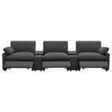  Coaster Furniture Collins 609531PT 5-Piece Power Reclining Home Theater Seating - Dark Grey IMAGE 4