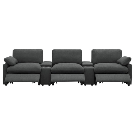  Coaster Furniture Collins 609531PT 5-Piece Power Reclining Home Theater Seating - Dark Grey IMAGE 4