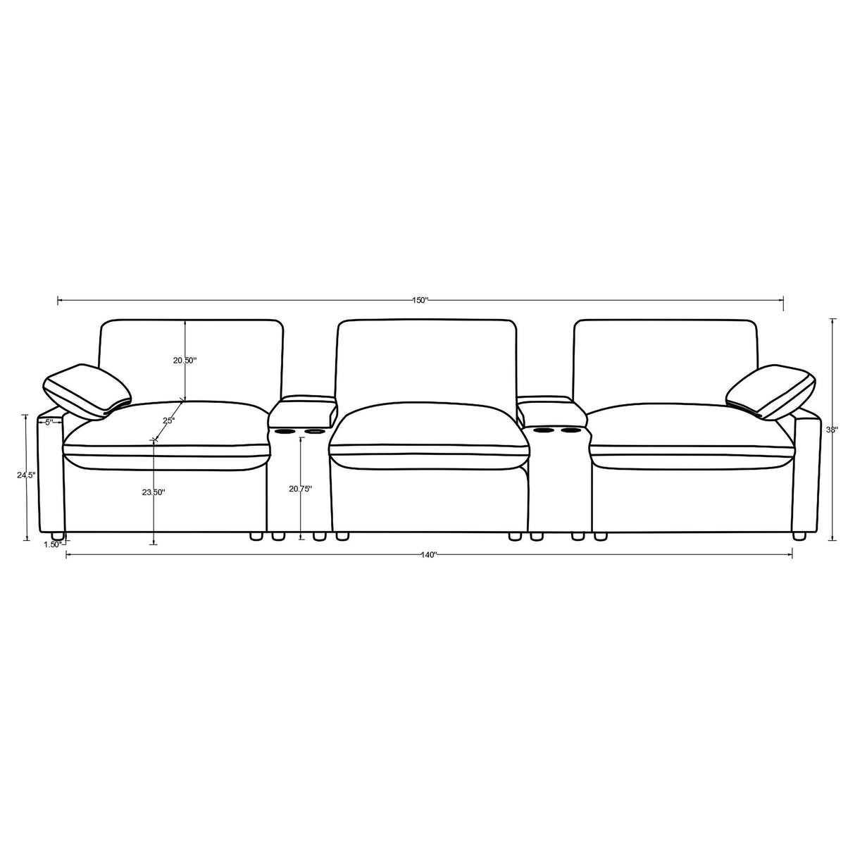  Coaster Furniture Collins 609561PT 5-Piece Power Reclining Home Theater Seating - Grey IMAGE 12