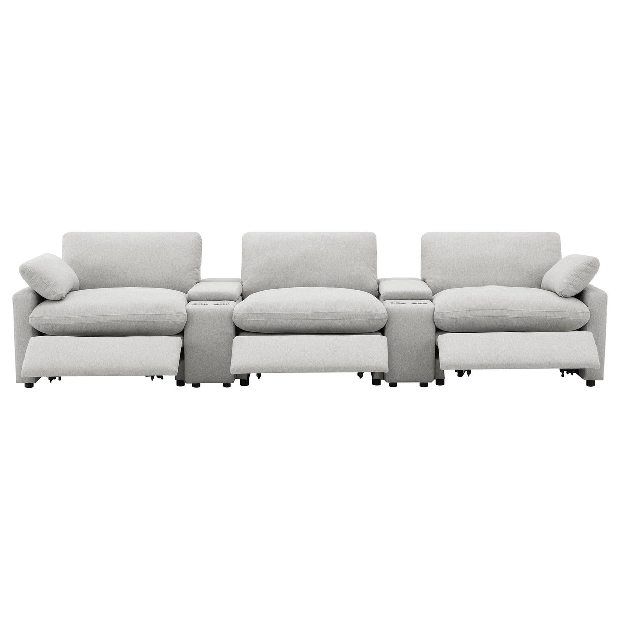  Coaster Furniture Collins 609561PT 5-Piece Power Reclining Home Theater Seating - Grey IMAGE 5
