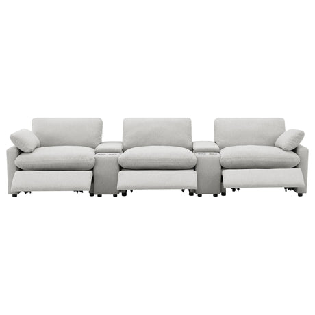  Coaster Furniture Collins 609561PT 5-Piece Power Reclining Home Theater Seating - Grey IMAGE 5