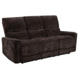  Coaster Furniture Navarro 609571 Chenille Upholstered Reclining Sofa - Dark Brown IMAGE 1