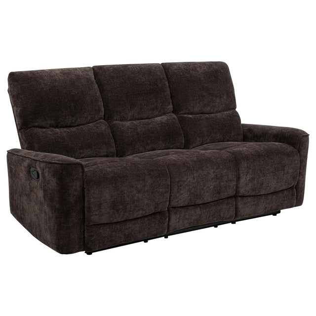  Coaster Furniture Navarro 609571 Chenille Upholstered Reclining Sofa - Dark Brown IMAGE 1