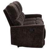  Coaster Furniture Navarro 609571 Chenille Upholstered Reclining Sofa - Dark Brown IMAGE 10