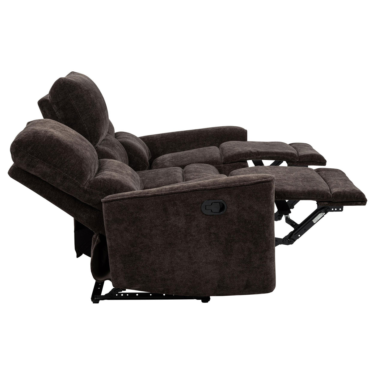 Coaster Furniture Navarro 609571 Chenille Upholstered Reclining Sofa - Dark Brown IMAGE 4