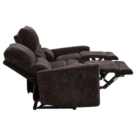  Coaster Furniture Navarro 609571 Chenille Upholstered Reclining Sofa - Dark Brown IMAGE 4