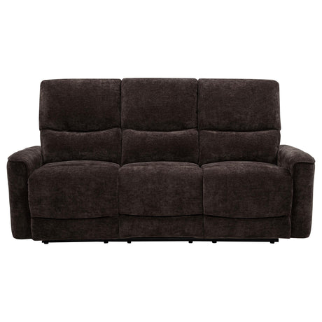  Coaster Furniture Navarro 609571 Chenille Upholstered Reclining Sofa - Dark Brown IMAGE 5