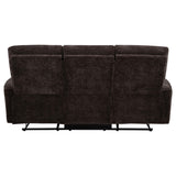  Coaster Furniture Navarro 609571 Chenille Upholstered Reclining Sofa - Dark Brown IMAGE 9