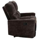  Coaster Furniture Navarro 609572 Chenille Upholstered Reclining Loveseat - Dark Brown IMAGE 10