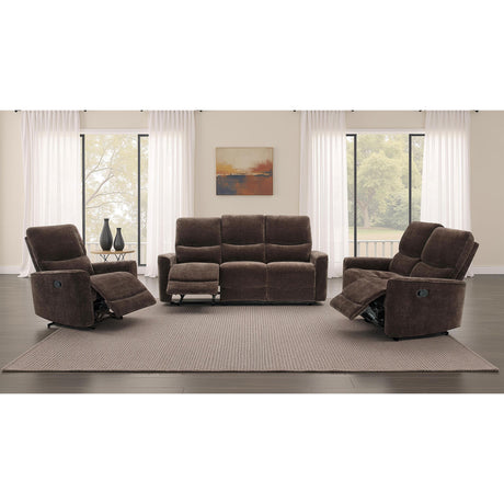  Coaster Furniture Navarro 609572 Chenille Upholstered Reclining Loveseat - Dark Brown IMAGE 15