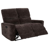  Coaster Furniture Navarro 609572 Chenille Upholstered Reclining Loveseat - Dark Brown IMAGE 3