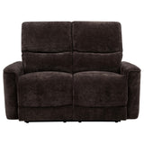  Coaster Furniture Navarro 609572 Chenille Upholstered Reclining Loveseat - Dark Brown IMAGE 6