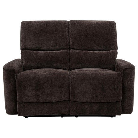  Coaster Furniture Navarro 609572 Chenille Upholstered Reclining Loveseat - Dark Brown IMAGE 6