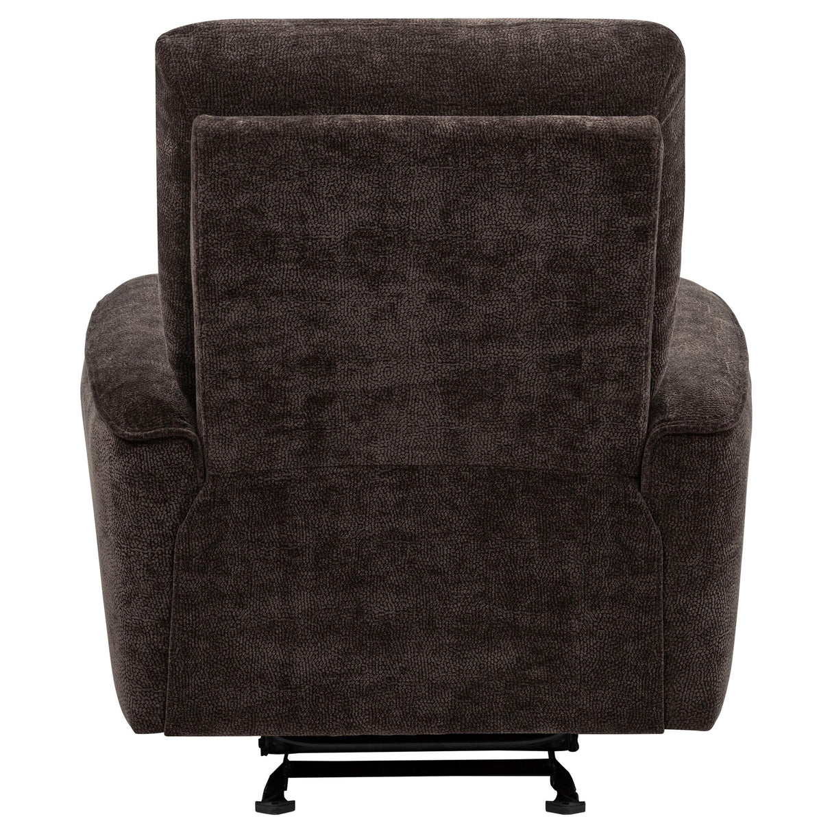  Coaster Furniture Navarro 609573 Chenille Upholstered Glider Recliner - Dark Brown IMAGE 3