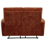  Coaster Furniture Navarro 609575 Chenille Upholstered Reclining Loveseat - Burnt Orange IMAGE 10