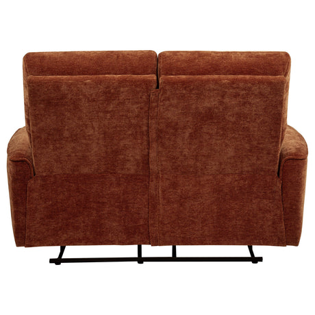  Coaster Furniture Navarro 609575 Chenille Upholstered Reclining Loveseat - Burnt Orange IMAGE 10