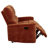  Coaster Furniture Navarro 609575 Chenille Upholstered Reclining Loveseat - Burnt Orange IMAGE 15