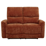 Coaster Furniture Navarro 609575 Chenille Upholstered Reclining Loveseat - Burnt Orange IMAGE 5
