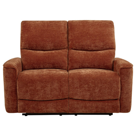  Coaster Furniture Navarro 609575 Chenille Upholstered Reclining Loveseat - Burnt Orange IMAGE 5