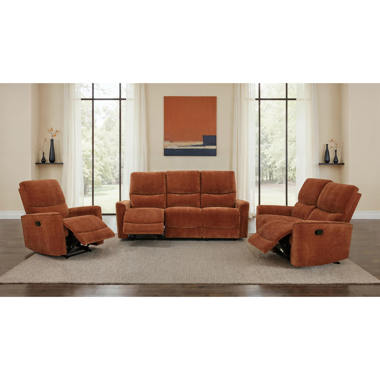 Coaster Furniture Navarro 609576 Chenille Upholstered Glider Recliner - Burnt Orange IMAGE 14