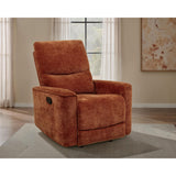  Coaster Furniture Navarro 609576 Chenille Upholstered Glider Recliner - Burnt Orange IMAGE 3