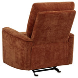  Coaster Furniture Navarro 609576 Chenille Upholstered Glider Recliner - Burnt Orange IMAGE 6
