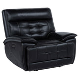  Coaster Furniture Hewitt 609613PP Leather Upholstered Dual Power Recliner Chair - Black IMAGE 1