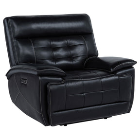  Coaster Furniture Hewitt 609613PP Leather Upholstered Dual Power Recliner Chair - Black IMAGE 1