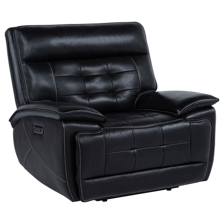  Coaster Furniture Hewitt 609613PP Leather Upholstered Dual Power Recliner Chair - Black IMAGE 1