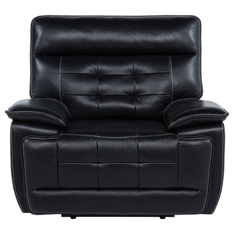  Coaster Furniture Hewitt 609613PP Leather Upholstered Dual Power Recliner Chair - Black IMAGE 6