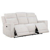  Coaster Furniture Kennett 610151P Chenille Upholstered Power Reclining Sofa - Ivory IMAGE 1