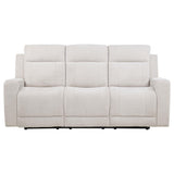  Coaster Furniture Kennett 610151P Chenille Upholstered Power Reclining Sofa - Ivory IMAGE 3