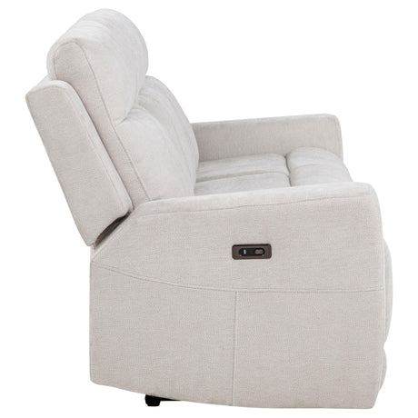  Coaster Furniture Kennett 610151P Chenille Upholstered Power Reclining Sofa - Ivory IMAGE 8