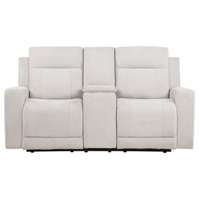  Coaster Furniture Kennett 610152P Chenille Upholstered Power Reclining Loveseat - Ivory IMAGE 1