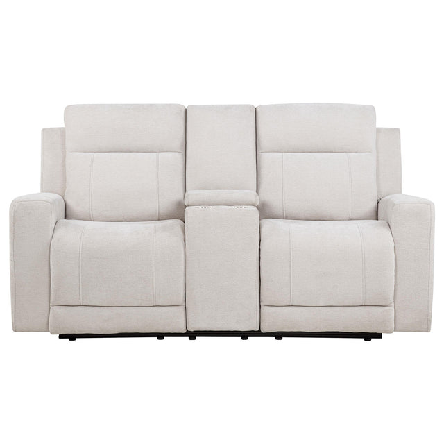  Coaster Furniture Kennett 610152P Chenille Upholstered Power Reclining Loveseat - Ivory IMAGE 1