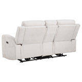  Coaster Furniture Kennett 610152P Chenille Upholstered Power Reclining Loveseat - Ivory IMAGE 3