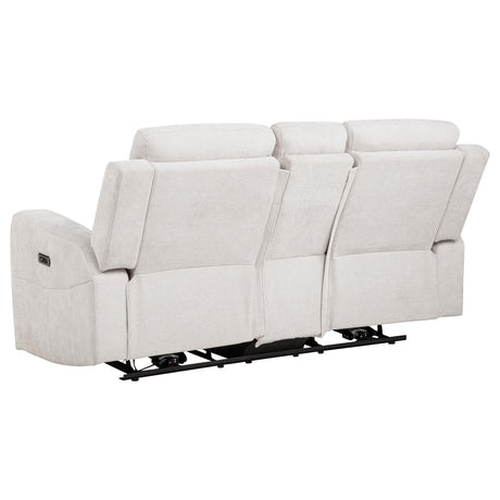  Coaster Furniture Kennett 610152P Chenille Upholstered Power Reclining Loveseat - Ivory IMAGE 3