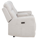  Coaster Furniture Kennett 610152P Chenille Upholstered Power Reclining Loveseat - Ivory IMAGE 5